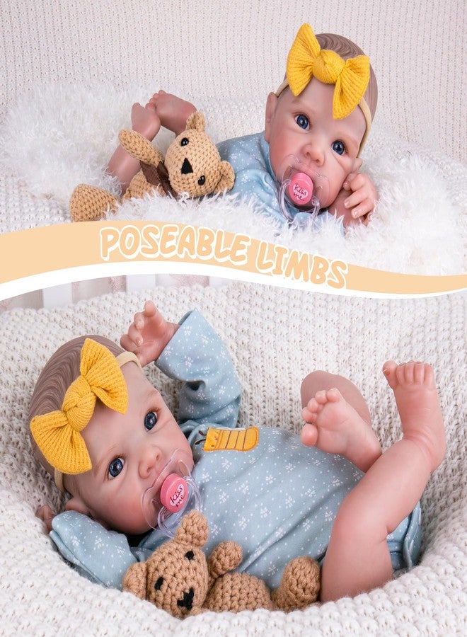 Aori Reborn Baby Dolls Girl - 20 Inch Realistic Handmade Cloth Body Newborn Baby Doll with Blue Eyes & Hand-Painted Hair Weighted Cuddle Doll for Companion, Gift for Seniors, Collectors & Kids 3+ - Image 4